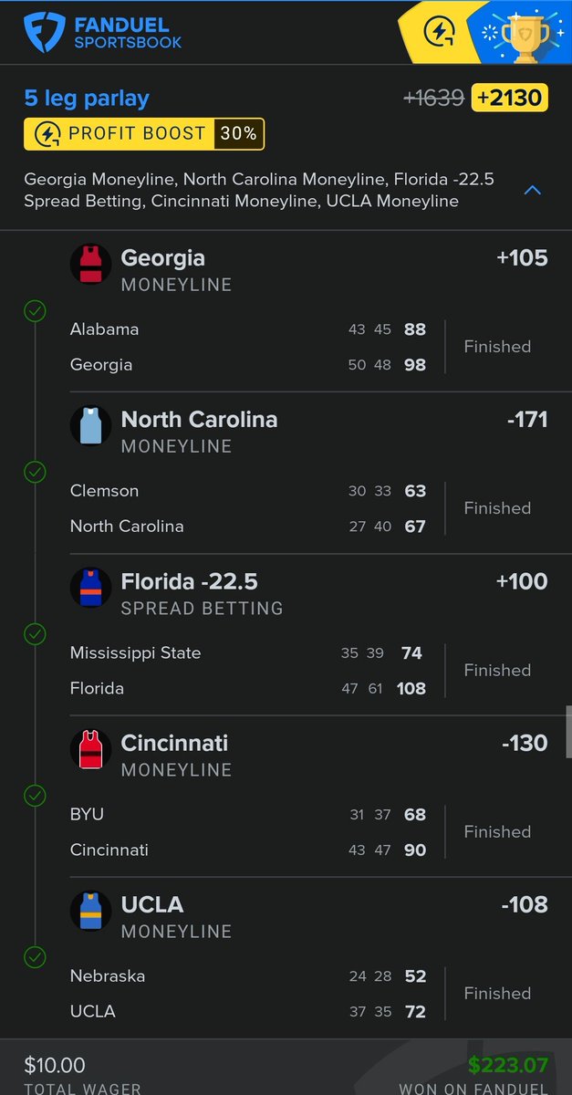 Woke up to a nice little parlay win.. 3 ranked teams lose