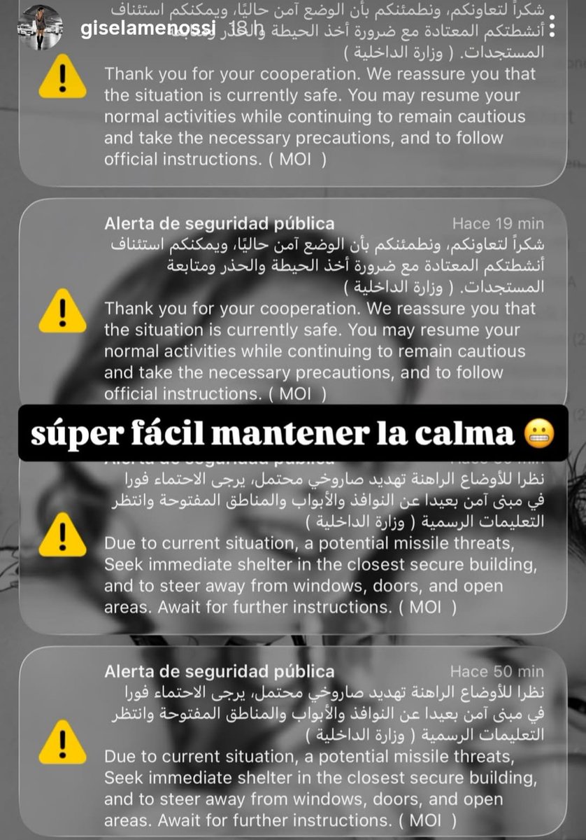DiarioPuntal's tweet image. 🔴 Volvieron las #explosiones a la zona de #Dubai, donde permanece la #riocuartense Gisela Menossi

💥 Los habitantes empezaron a recibir nuevamente alertas en sus teléfonos para ponerse a resguardo en edificios seguros. 

✍️ @dalbiancoOk 
🌐 puntal.com.ar