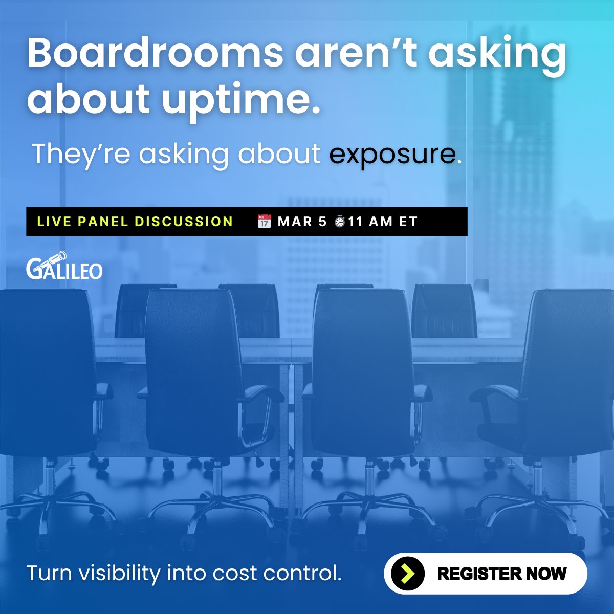 Boardrooms aren’t asking about uptime. They’re asking about exposure.

⭕ Licensing exposure.
⭕ Cost exposure.
⭕ Renewal exposure.

That’s the focus of our executive panel tomorrow.
Can’t attend? Register and we’ll send the recording. 
links.galileosuite.com/3NarJ2F