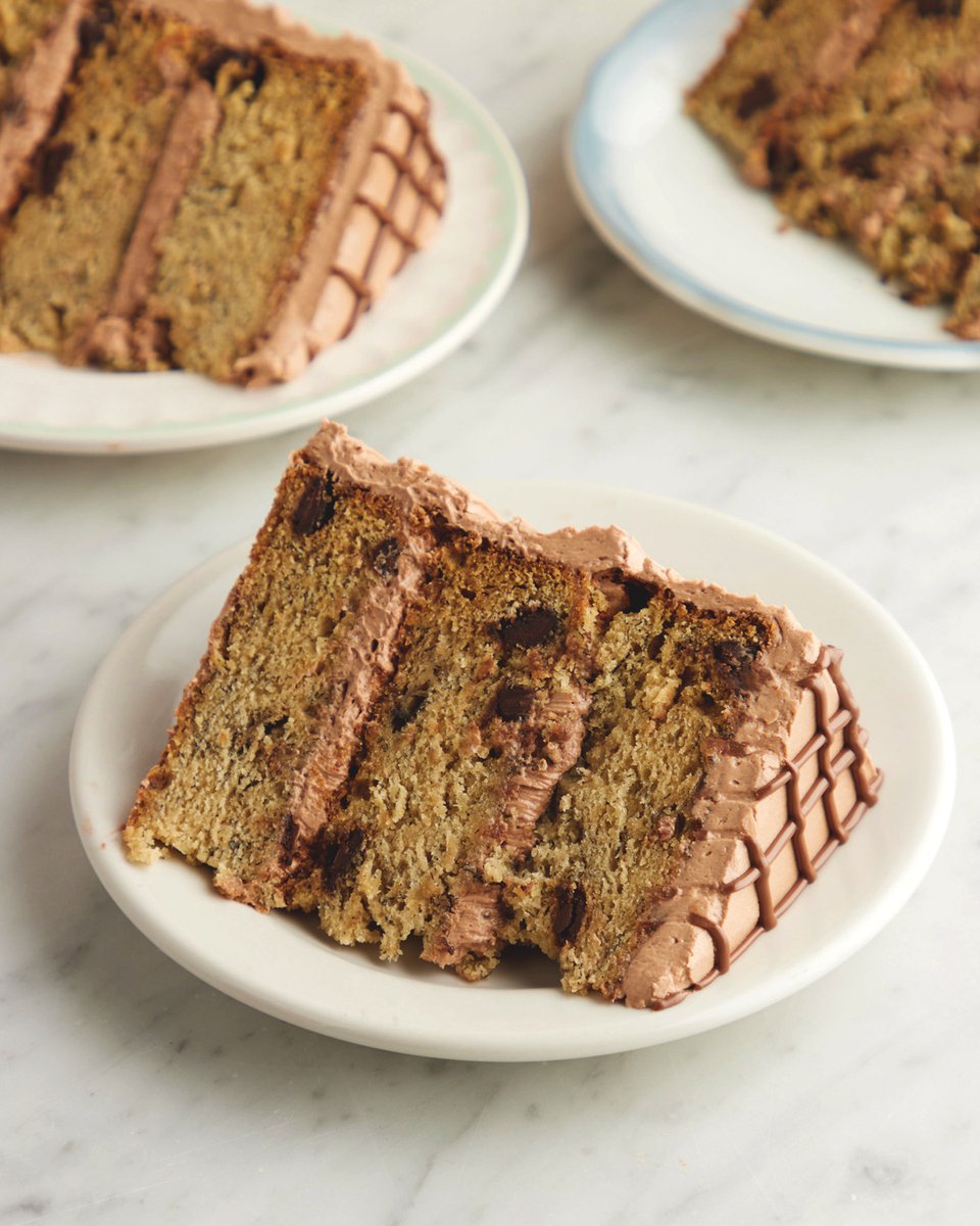 Everyone will be fighting to have a slice of our Chocolate Hazelnut Banana Cake! This chocolate hazelnut banana cake has mini chocolate chips, Nutella filling, and Nutella buttercream icing. Order at least 1 day in advance. See link in bio for details. #MBakery #BakedFreshDaily