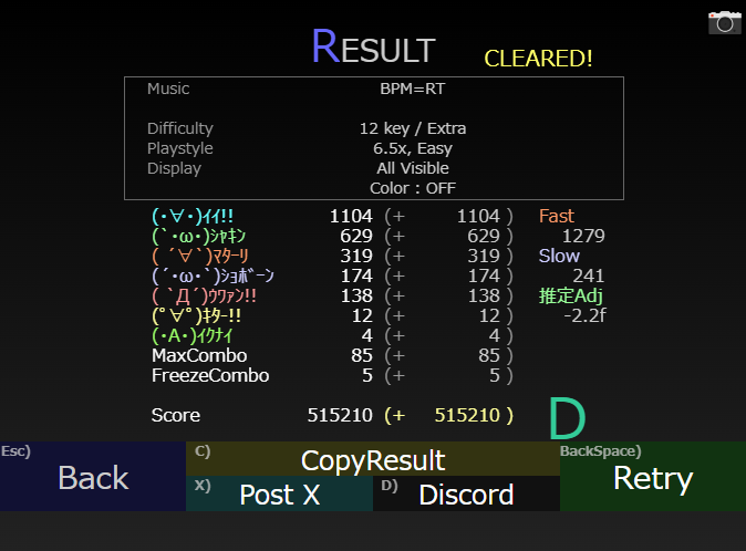 eefg_'s tweet photo. 【#danoni #festa7_21】BPM=RT(12k-Extra) /ぷろろーぐ /Rank:D/Score:515210/Playstyle:6.5x, Easy/1104-629-319-174-138/12-4/85-5 https://t.co/2lRwlR0niH 

easy ge- https://t.co/eOiajw8H1U