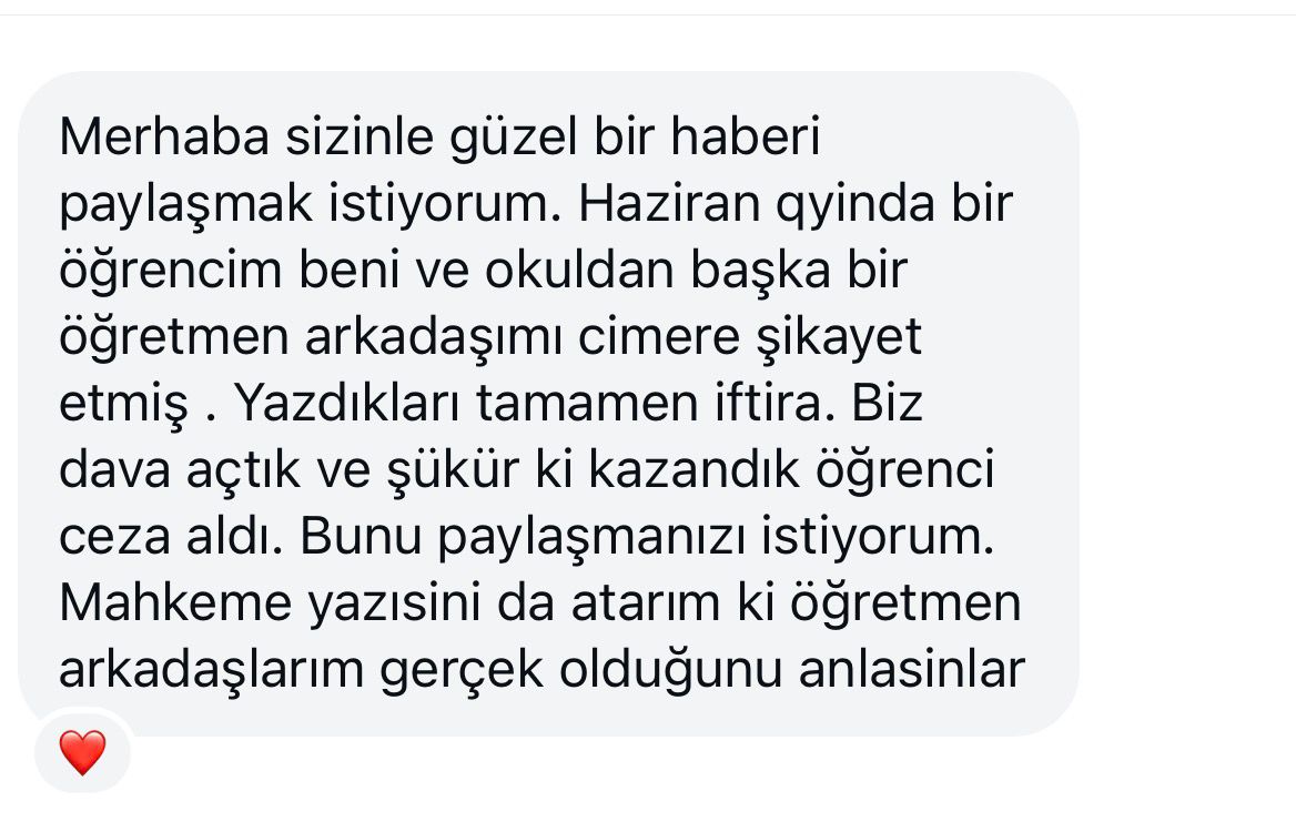 ogretmenlersyfs's tweet photo. ✅ ÖĞRETMENE İFTİRA ATAN ÖĞRENCİYE 1 YIL 15 GÜN HAPİS CEZASI VERİLDİ!
🔹45 bin liralık vekalet ücretini de ödemek zorunda kaldı!
✅ YETMEZ AMA EVET!