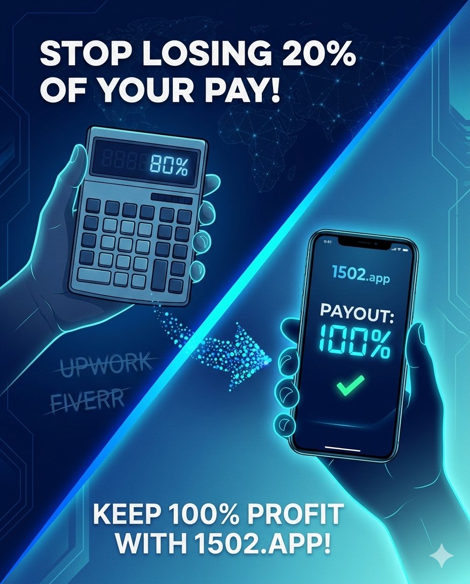 Stop paying a 20% "success tax" on your hard work. 💸
On legacy platforms, you lose a chunk of every paycheck. On 1502, you keep it all.
✅ 0% Commission
✅ AES-256 Encrypted
✅ Anonymous '555' Numbers
✅ Direct VOIP/Video
The freelance revolution is here. 🚀
#Freelance #1502App