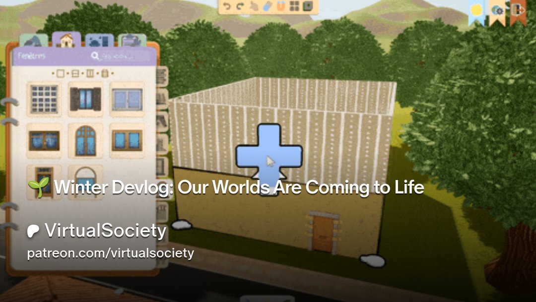TVirtualSociety's tweet photo. Our new devlog is out on Patreon! Want to know more about our progress on VirtualSociety? You can go and learn more about it, between improvements to building comfort and the arrival of new creation tools, our game is becoming more and more tangible! https://t.co/qC9sF3CIMC