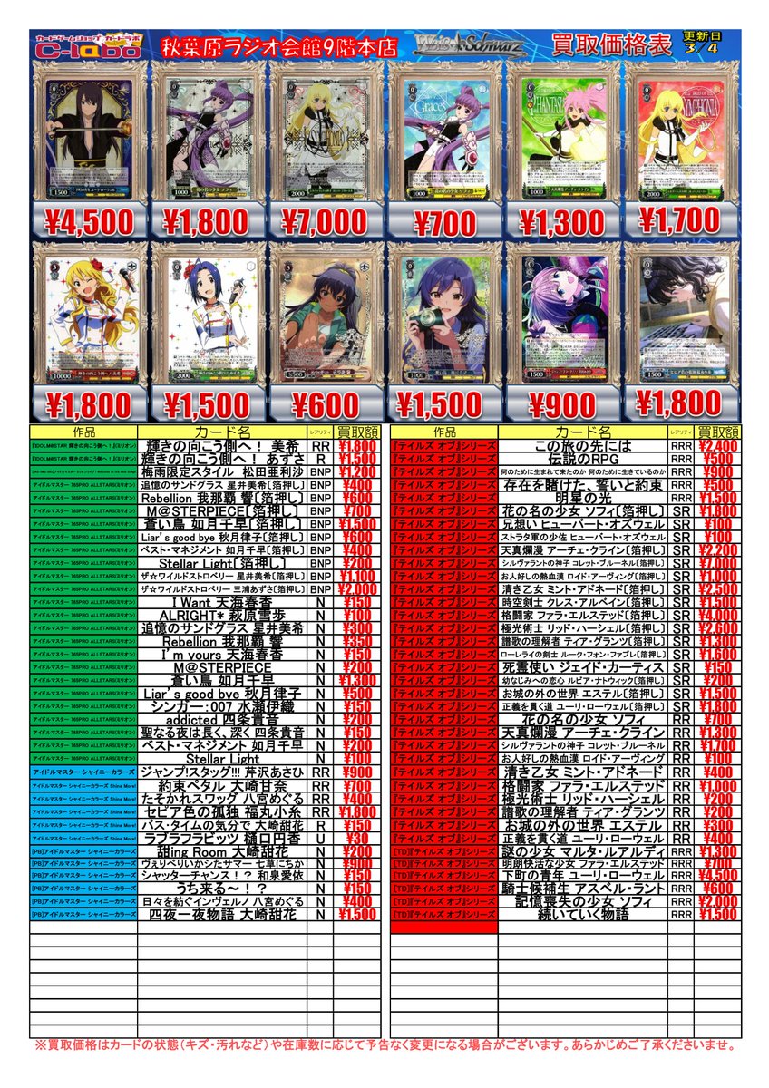 ◇ #ヴァイスシュヴァルツ 買取情報◇ 輝きの向こう側へ！ 美希 RR