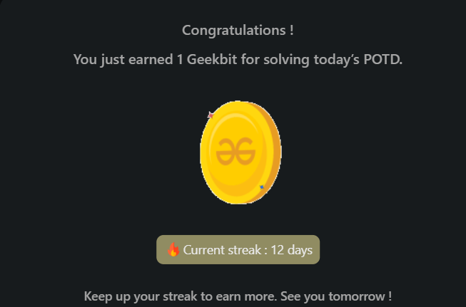 PawanRoy001's tweet photo. 60 Days POTD Challenge Powered By NPCI   
Day 12 POTD
@geeksforgeeks
@NPCI_NPCI
#geekstreak60 
#npci https://t.co/puZs4FftfV