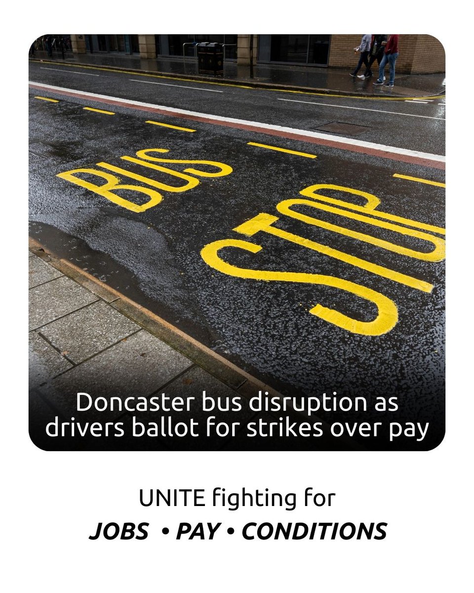 UniteNEYH's tweet image. 1/2 🧵

🚨 Members at First South Yorkshire seeking pay parity with drivers in #Sheffield

Unite officer Christian R: It's wrong that bus drivers in #Doncaster are being short-changed [...] they need guarantees that they will be paid fairly for the difficult job they do