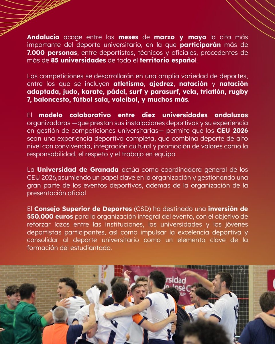 deportegob's tweet photo. @jmrdezuribes 🏃 La competición comienza este fin de semana con la prueba de campo a través, que se disputará en Jaén.

🙌 ¡Mucha suerte a todos los participantes! https://t.co/i6YNU1l0kV