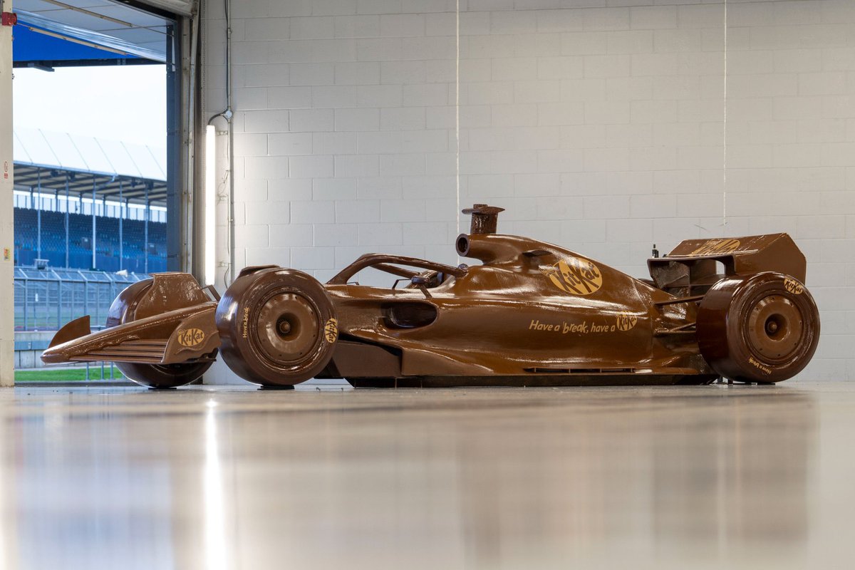 LukeSaam's tweet photo. BREAKING: Cadillac’s cargo flight has been delayed leaving the UAE, meaning they are scrambling for parts. They will make their debut race this weekend in a car made out of chocolate. https://t.co/vrXWJUMAYW