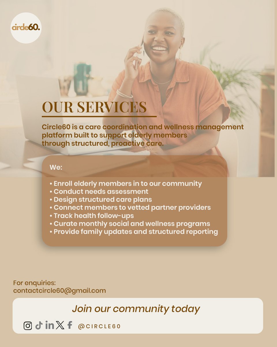 Circle60_'s tweet photo. Circle60 bridges the gap between families and elderly care —
our services makes support simple, structured, and stress-free. 
Join our Community today.
#Circle60 #WomensHistoryMonth  #community https://t.co/UERt2DyHD5