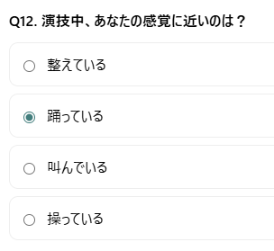 （RP）台本と稽古がある前提の設問なのでTRPGでのロールプレイには当てはめづらい部分もあるんだけど、ここだけはこれ