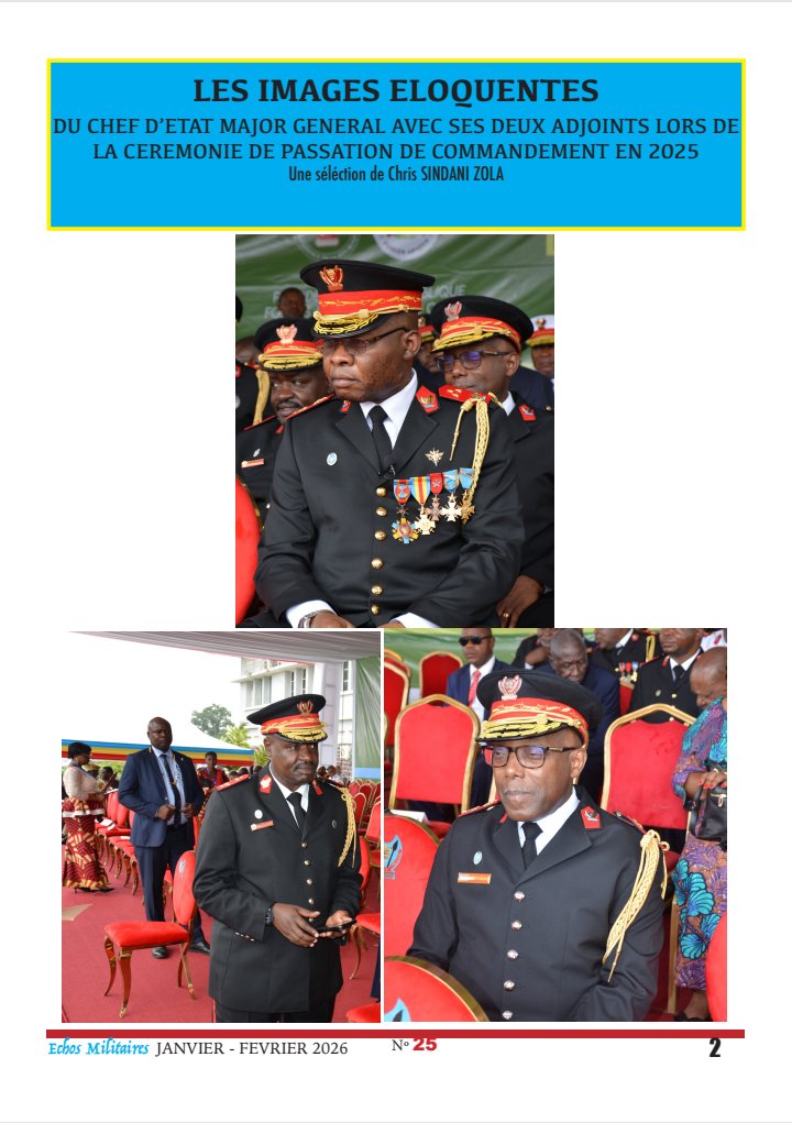 FARDC_officiel's tweet photo. Echos Militaires @FARDC_officiel

Édition n°25 Janvier et février 2026

https://t.co/IWvPTN13ki https://t.co/bCaok0MyNX