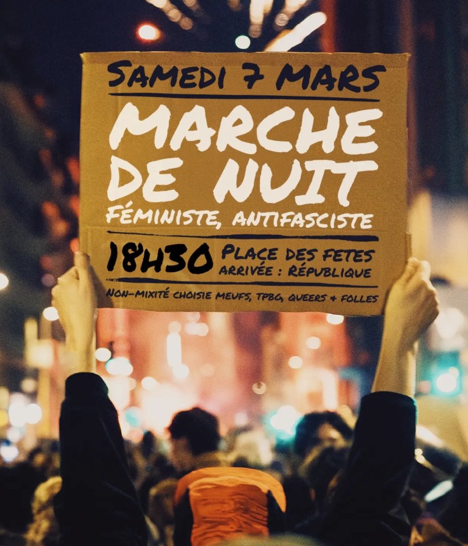 LesGrenades_'s tweet photo. #7Mars féministe, antifasciste dans la rue ✊
Marche de nuit.
Paris, 18.30, Place des Fêtes. https://t.co/JpkLs0BQhZ