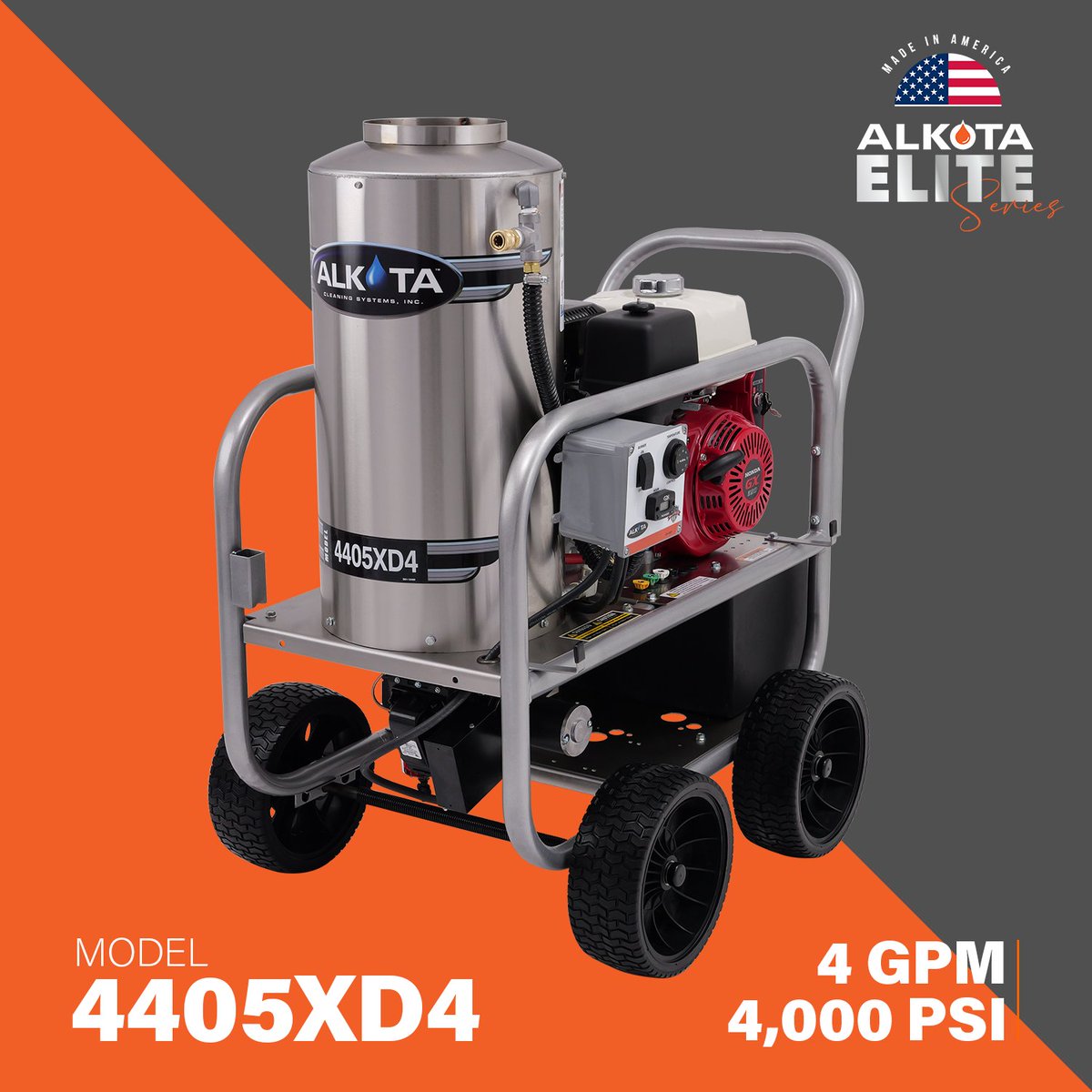 AlkotaCS's tweet photo. Engineered for demanding industrial environments, the 4405XD4 is built to run hard day after day, helping you cut through heavy grease, oil, and packed-on grime with reliability and efficiency. https://t.co/1Oi30fsZXJ #pressurewasher #powerwasher #madeintheusa https://t.co/NChTX1dE0h