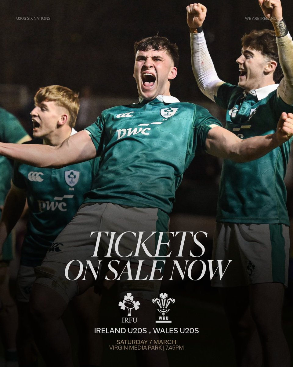 IrishRugby's tweet photo. Ireland U20s are back home in Cork on Saturday night. 🙌 

Tickets for the clash against Wales at Virgin Media Park are on sale now ➡️ https://t.co/6qFTNiuZ8k https://t.co/bUJ3NpmAkn