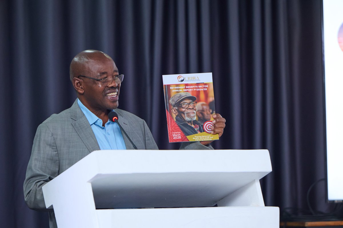 urbraUg's tweet photo. Earlier today the Minister of State for Planning @mofpedU Hon. Amos Lugoloobi officiated at the launch of the Retirement Benefits Sector Performance report 2025.
He highlighted the importance of a regulated  Retirement Benefits Sector in helping the nation achieve the ten fold growth strategy embarked on by the @GovUganda  
#RetirementBenefitsReport2025
#URBRA
#Protectingyoursavings