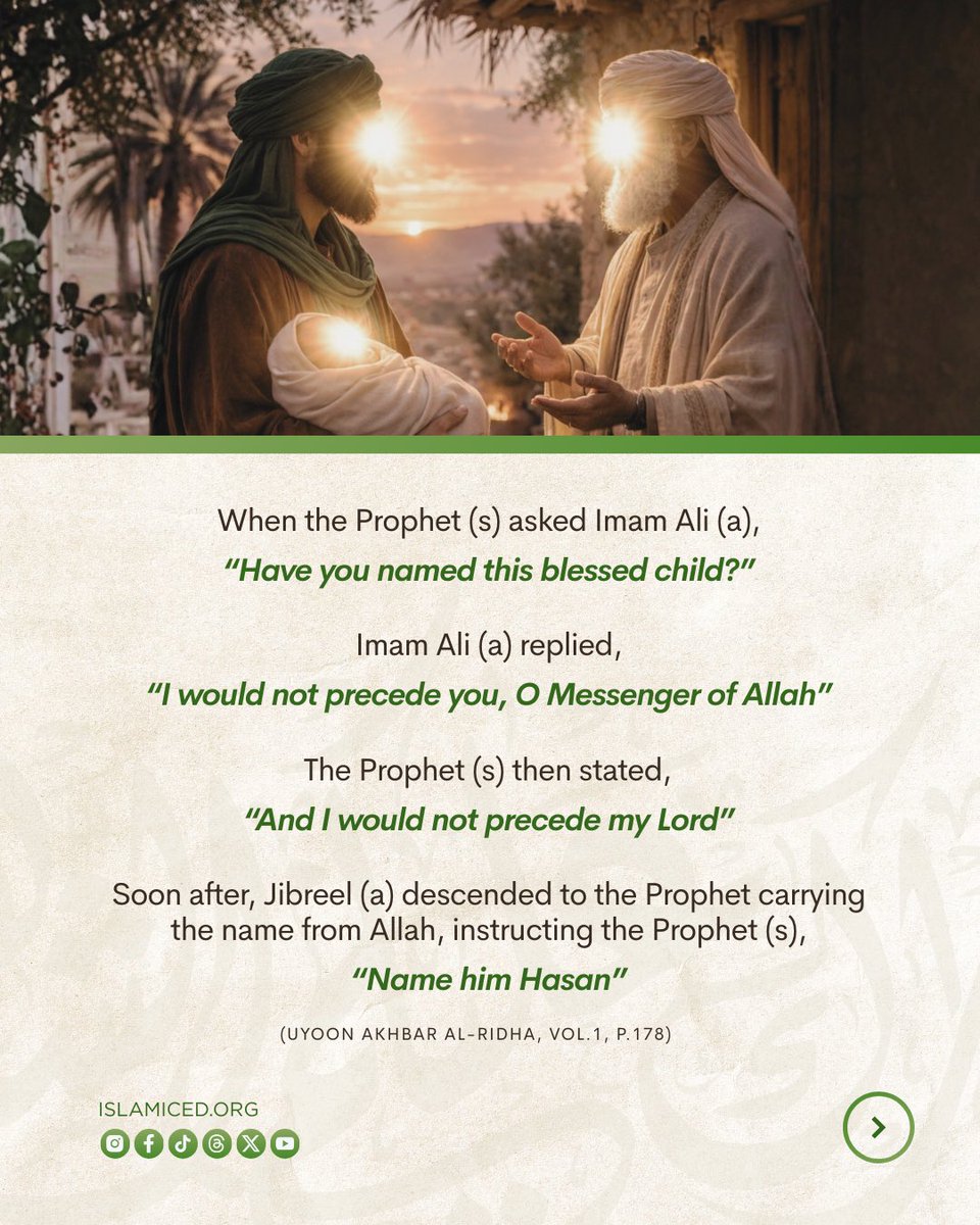 NoorIslamicEd's tweet image. Uncover the story behind his blessed birth and the beautiful traditions established during his first seven days.

#imamhasan #15thRamadan #ProphetMuhammad #Ahlulbayt #IslamicHistory