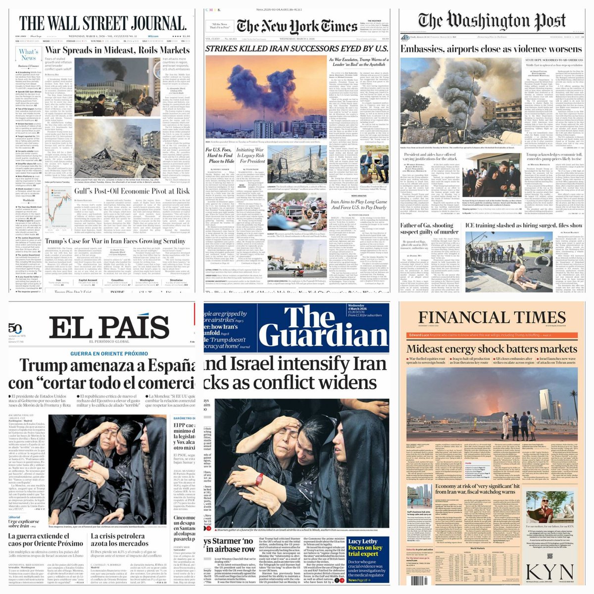 daniellemx_'s tweet photo. Periódicos en el mundo... #TheWallstreetJournal #Thenewyorktimes #Thewashingtonpost #TheGuardian #ElPaís #Financialtimes #news #newspaper #march4 https://t.co/qBuEOJuy7a