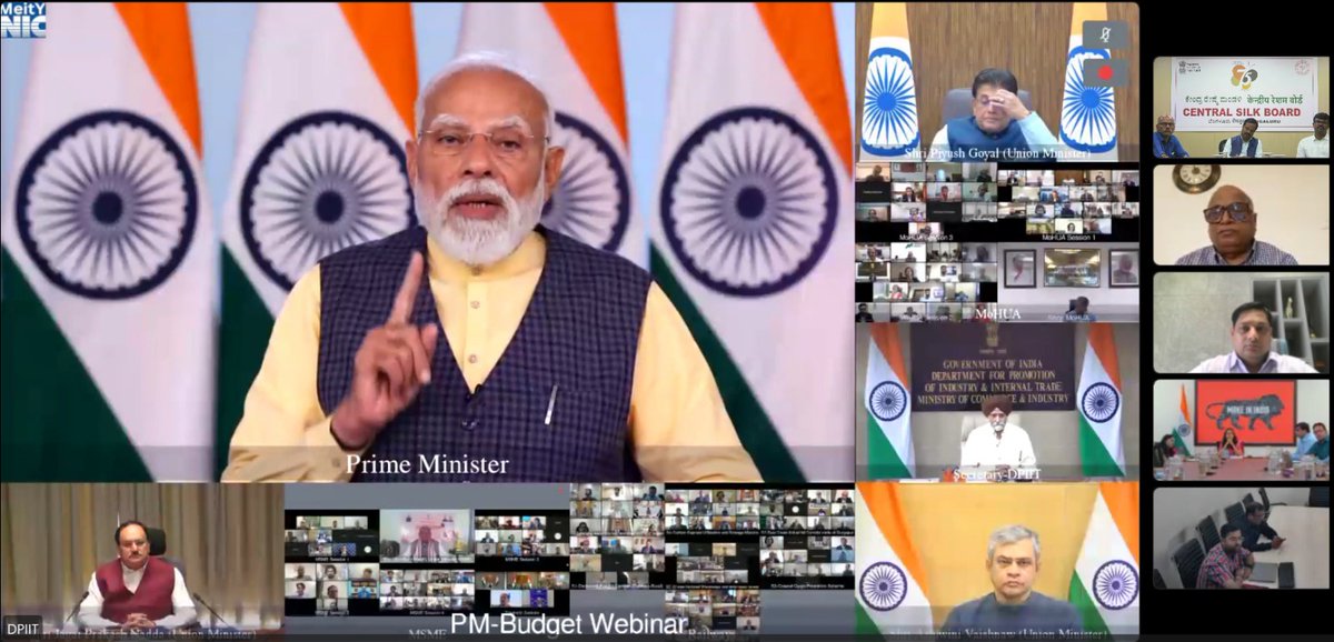 csbmot's tweet photo. Officials of Central Silk Board @TexMinIndia participated the Post-Budget Webinar on the National Fibre Scheme (NFS) organized by DPIIT on 03.03.2026. The webinar featured a special address by Hon’ble Prime Minister Shri Narendra Modi and brought together key stakeholders including Sericulture dependents to discuss effective implementation of initiatives announced in the Union Budget 2026. Insights on the silk sector besides other fibres and their contribution to strengthen the India’s natural fibre ecosystem. @DPIITGoI @PMOIndia @girirajsinghbjp @Bharat_tex