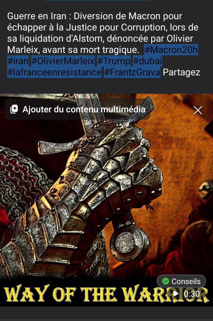 Grava_Frantz's tweet image. Guerre Iran : Diversion de Macron pour échapper à la Justice pour Corruption de 500 millions d'€ dans le scandale Alstom, dénoncée par Olivier Marleix, avant sa mort tragique. #macron20h #Iran #OlivierMarleix #Trump #Dubai #FrantzGrava Partagez