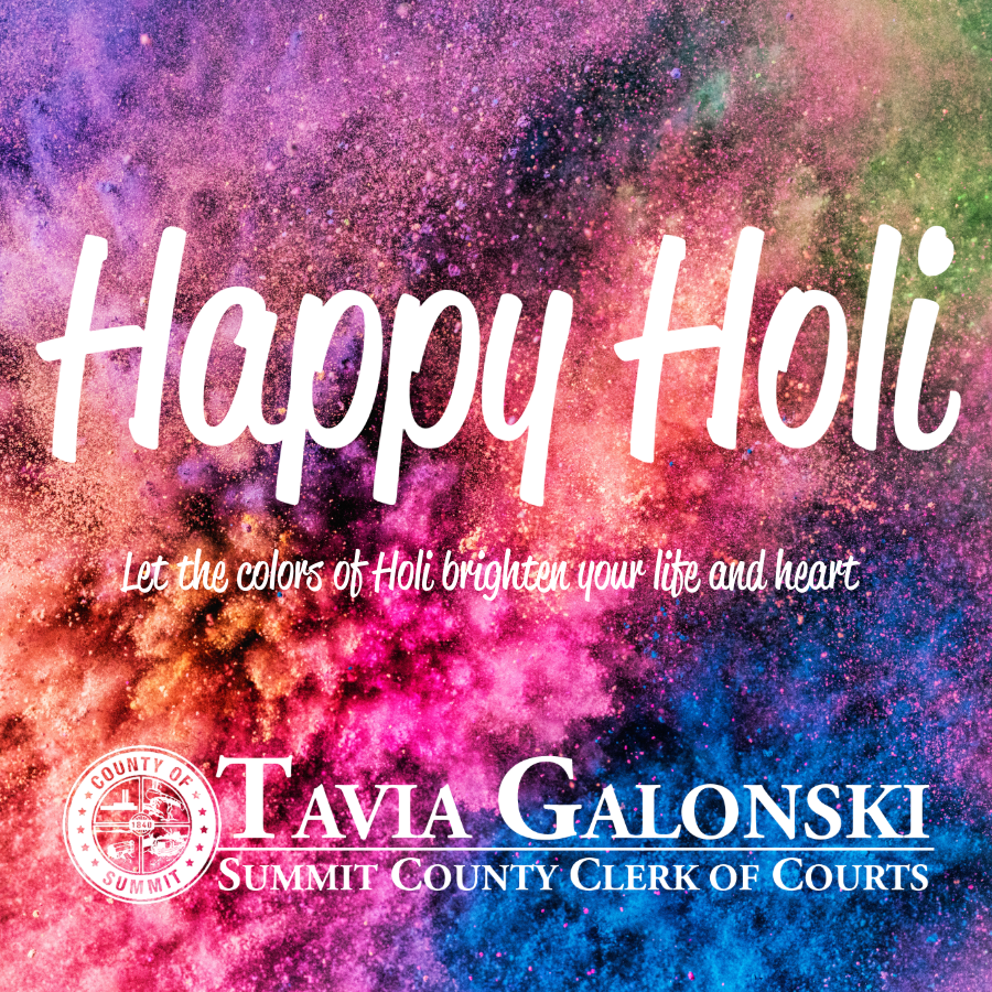 summitclerkoh's tweet photo. Happy Holi from the Summit County Clerk of Courts office! Let the colors of Holi brighten your life and heart! 🎆 https://t.co/xqIr0O389D