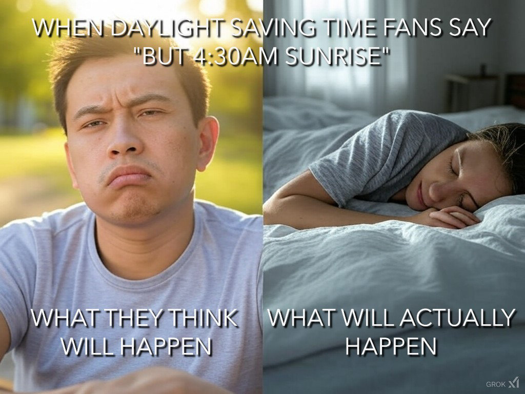 SaveStandard's tweet photo. It's healthier to wake after sunrise with Standard Time, than to wake in the dark with Daylight Saving Time. https://t.co/t9b32ZSje3