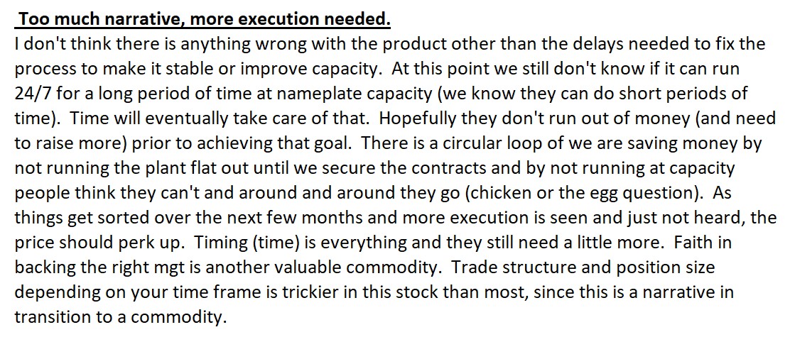 PG_coffeed's tweet photo. #PCT, $PCT, #PureCycle
Every time they delay or aren't transparent about ops they get hit with SPAC stink.
I think poor communication, slow execution, nervous retail, soft market, big short pos., and lack of cashflow will keep the price down until there is some positive news. https://t.co/cFSdMJgxti