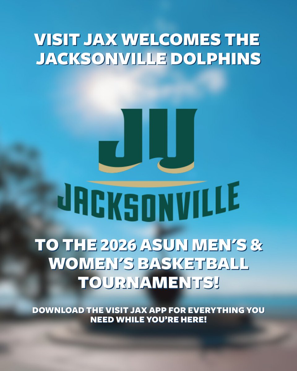 Visit_Jax's tweet photo. Visit Jax welcomes @JAX_Dolphins to the @ASUNSports Basketball Championships in their home city. Explore what’s happening around town in the VISIT JAX App! https://t.co/IsjMEBGI7k https://t.co/NexzNeSDuy