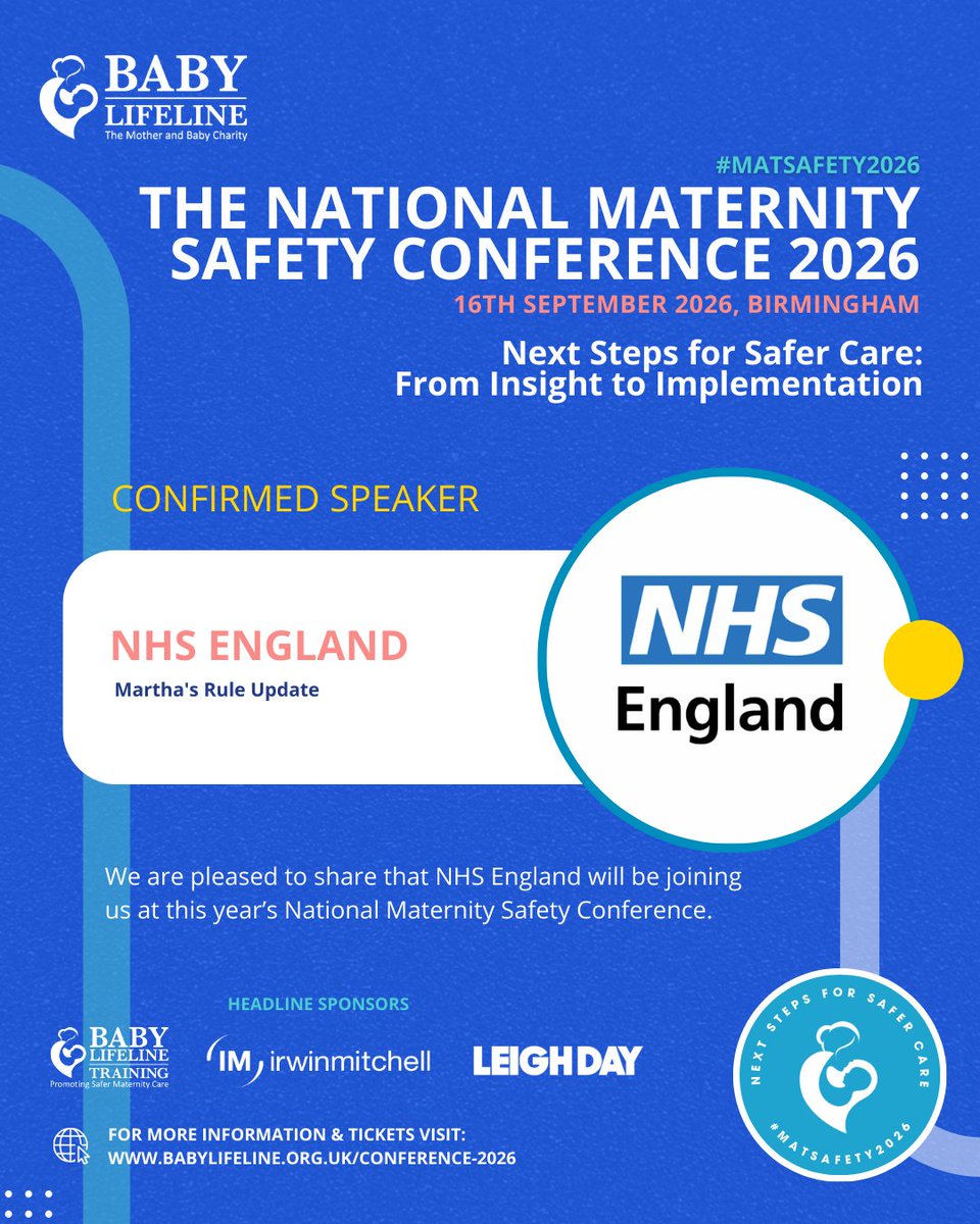 babylifeline's tweet photo. 📣 We are pleased to share that @NHSEngland will be joining us at this year’s #MatSafety2026 conference! 

👉 Learn more: https://t.co/0S6TuOhmvP

#BabyLifeline #MaternityCare #MaternitySafety #MaternityConference https://t.co/RY3C6AfhX5