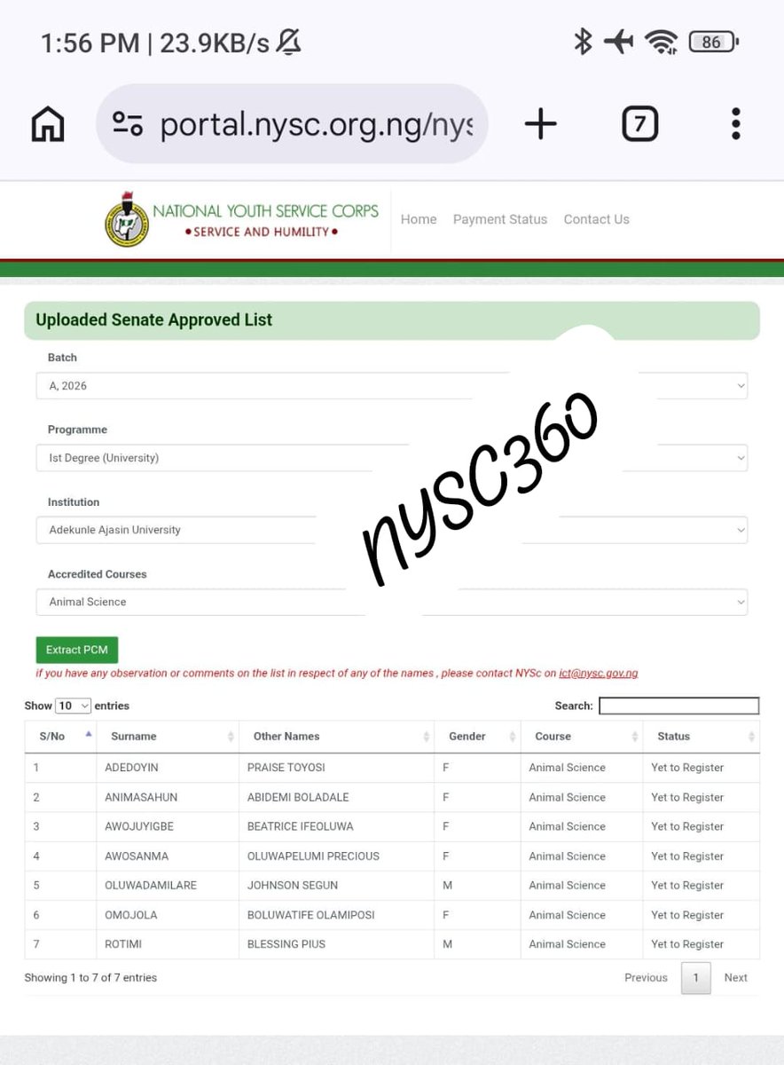 *UPDATE ON SENATE LIST & GRADUATION LIST* Dear Prospective Corps ...
