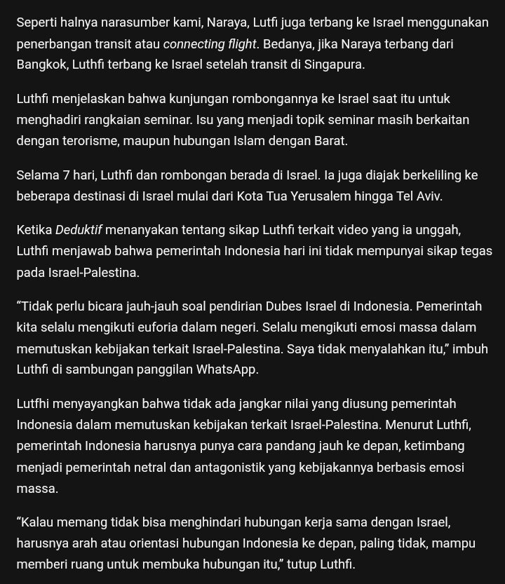 Just a reminder kali ya, Idetopia ini Luthfi Assyaukanie, nah namanya listed dlm laporan investigasi Deduktif di thn 2024 berjudul Melacak Operasi Hasbara: Strategi Propaganda Israel di Indonesia.