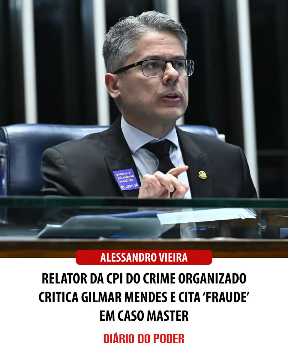 O senador Alessandro Vieira (MDB-SE), relator da CPI do Crime Organizado, questionou publicamente a atuação do ministro Gilmar Mendes, do Supremo Tribunal Federal (STF), classificando como “fraude processual” a forma como um pedido da empresa Maridt chegou às mãos do magistrado.