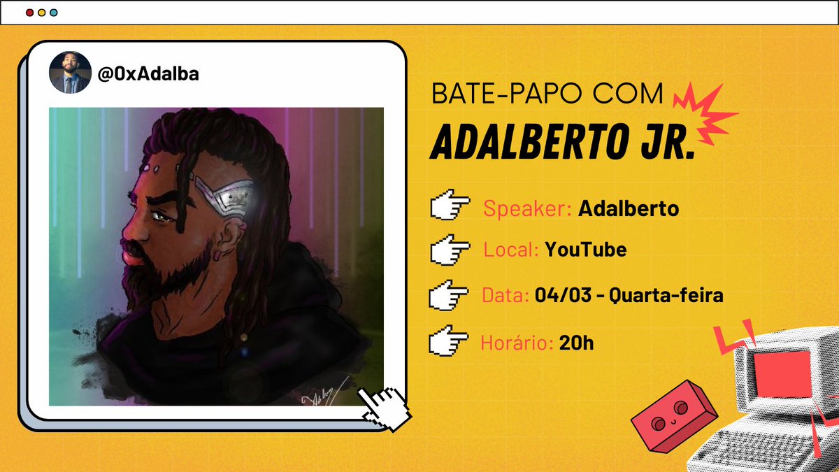 NoBloco_br's tweet photo. No bate-papo de hoje, nosso convidado especial é @0xAdalba ! 

Cola com a gente ao vivo pra conehcer mais sobre o mercado cripto e suas oportunidades!!
🔥 Link nos comentários 👇 https://t.co/l7sQVtZZpg