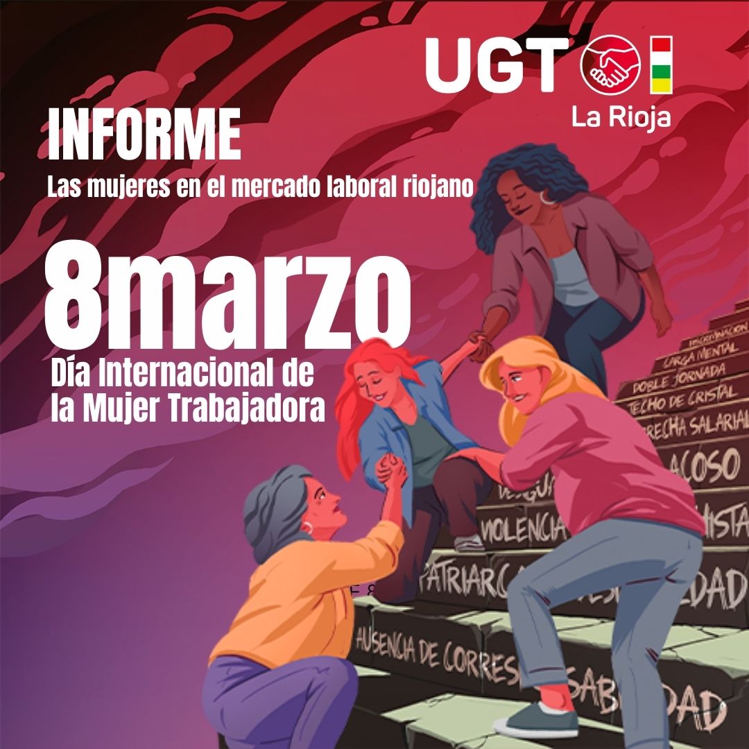 UGTLaRioja's tweet photo. Con motivo de la celebración del próximo #8DeMarzo analizamos la evolución de 'Las mujeres en el mercado laboral riojano' buceando en algunas de las principales variables que marcan la situación de las trabajadoras riojanas. Lee aquí el informe completo: https://t.co/gR1XTGnIaI https://t.co/UDh0Cjd5GY