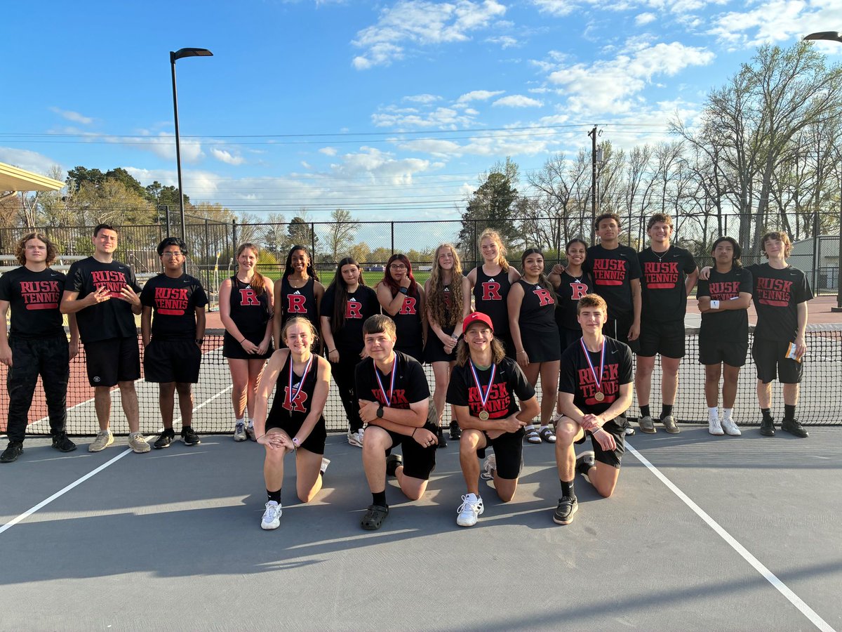 Our JV tennis team participated in the biggest tournament to date. There were 13 schools present and Rusk won first place in boys doubles, first place in boys singles, and third place in girls singles.

#TakeFlight