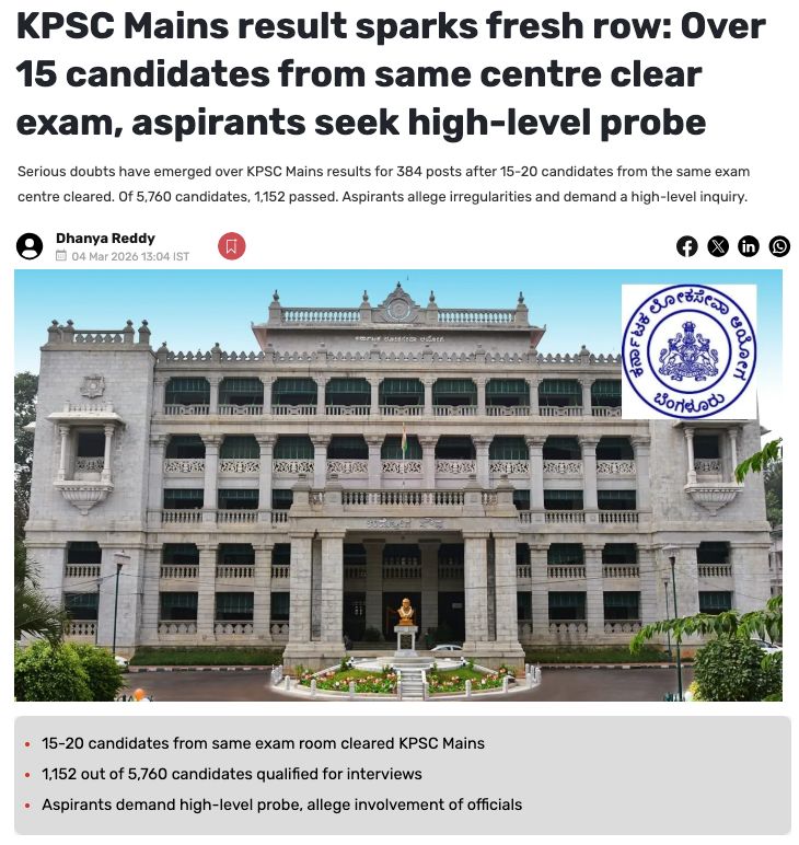 Time and again, the Karnataka Congress Government has failed the youth and KPSC aspirants. From repeated errors in basic Kannada translation of question papers to now serious allegations over the transparency of the selection process, the credibility of the system stands deeply