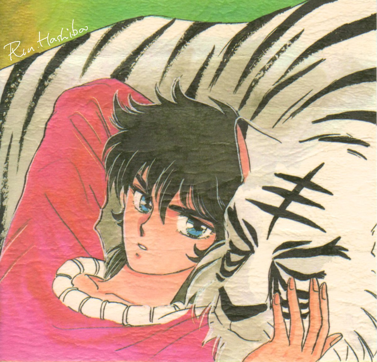 原画は奥にしまって出てこないので印刷物ですが当時出したイラストカードの一部です　レザック紙に印刷したもののため紙の模様がはっきりと出てて済みません
他キャラもぼちぼち出します