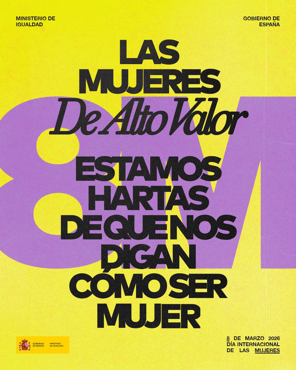 IgualdadGob's tweet photo. "Las mujeres de alto valor son exclusivas, puras, sumisas y fieles".

‼️Así es cómo deben ser las mujeres según vídeos virales de 2025, aunque suene a 1950.

🟣 Las #MujeresDeAltoValor estamos hartas de que nos digan cómo ser mujer.

#8M2026 https://t.co/khE6j4sIcv