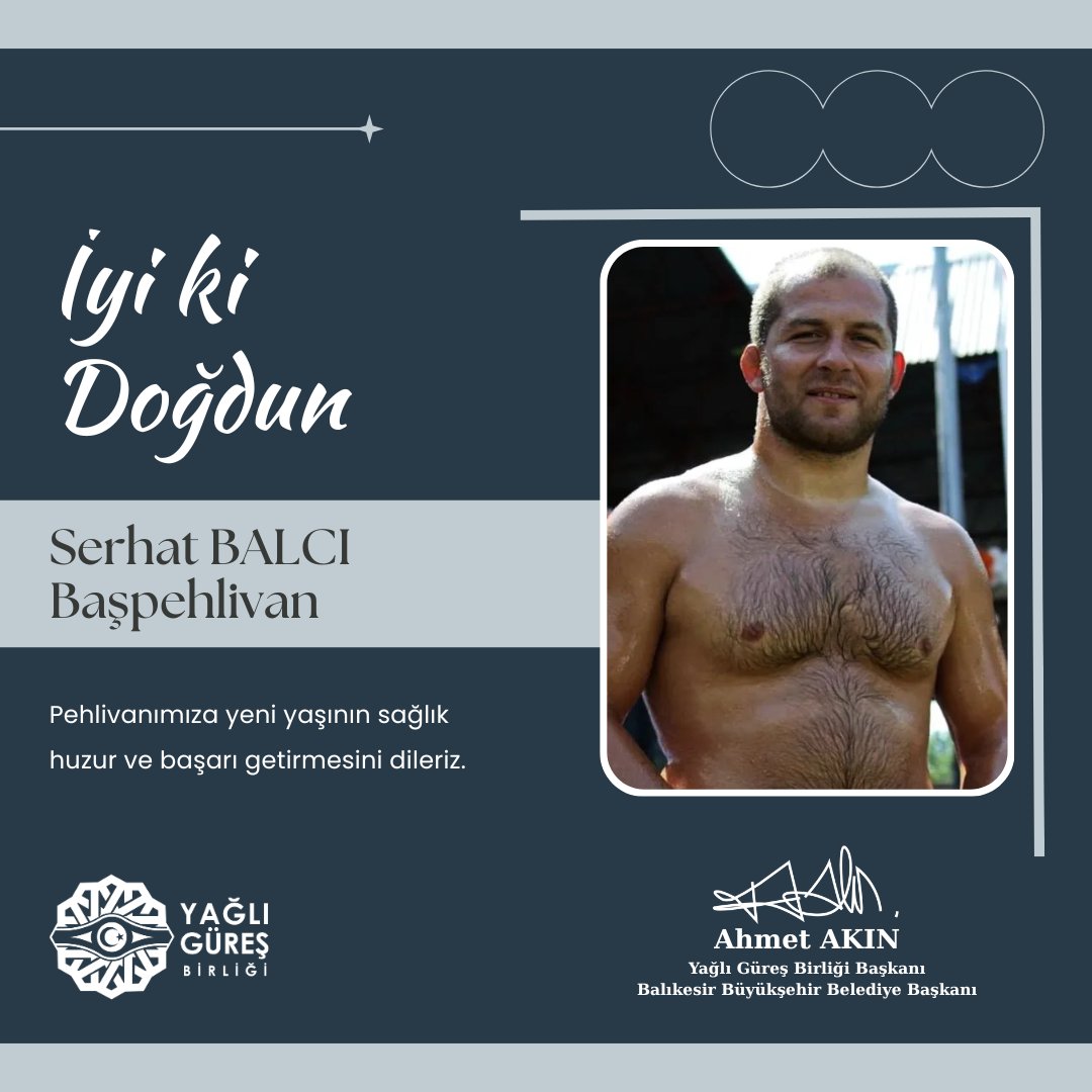 Başpehlivanımız Serhat BALCI'ya yeni yaşının sağlık, huzur ve başarı getirmesini dileriz.
#YağlıGüreşBirliği
#AhmetAkın