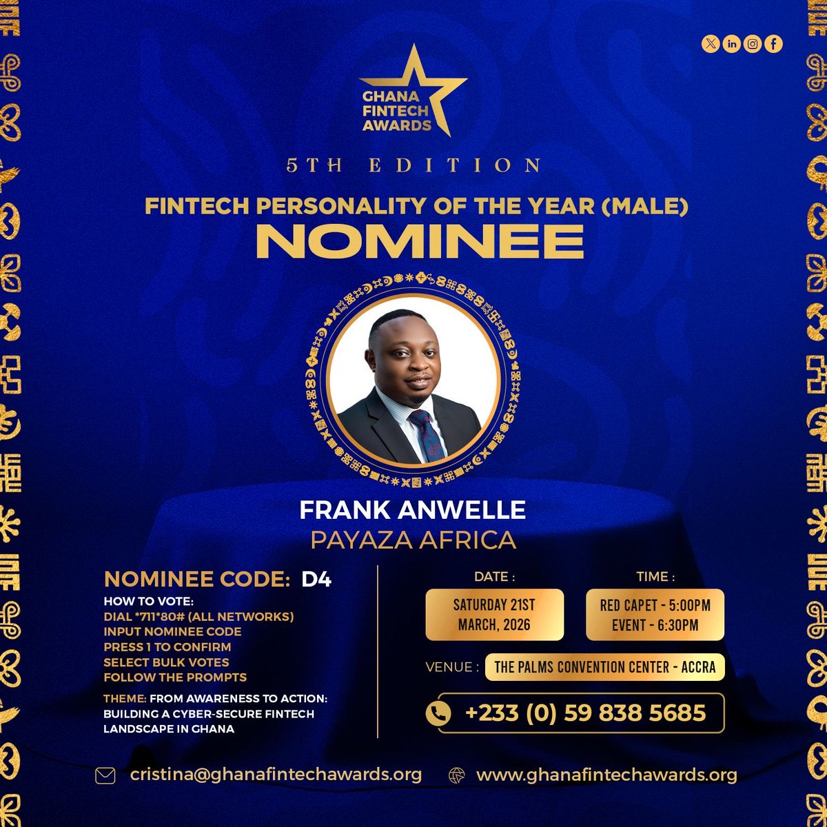 coalitionforp's tweet photo. Exciting news! 🥳

CPI’s long-standing Board Member, Frank Anwelle, has been nominated for a Fintech Personality of the Year Award.

We are exceedingly proud of his hard work and bear witness not only to his commitment to financial inclusion but also youth empowerment.

1/2 https://t.co/g75sAMHOfy