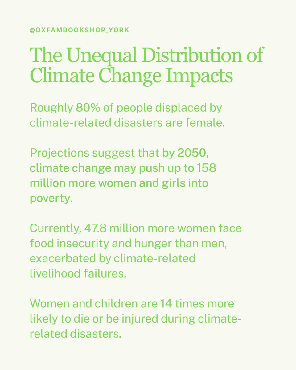 OxfamMicklegate's tweet photo. An overview on the ties between climate change and gender, explaining Oxfam’s work to end inequalities and how you can get involved 🌍🌳☮️ Explore Oxfam’s Unwrapped range in store now 💚

#oxfam #feminism #climatejustice https://t.co/ma7sCDlCsN