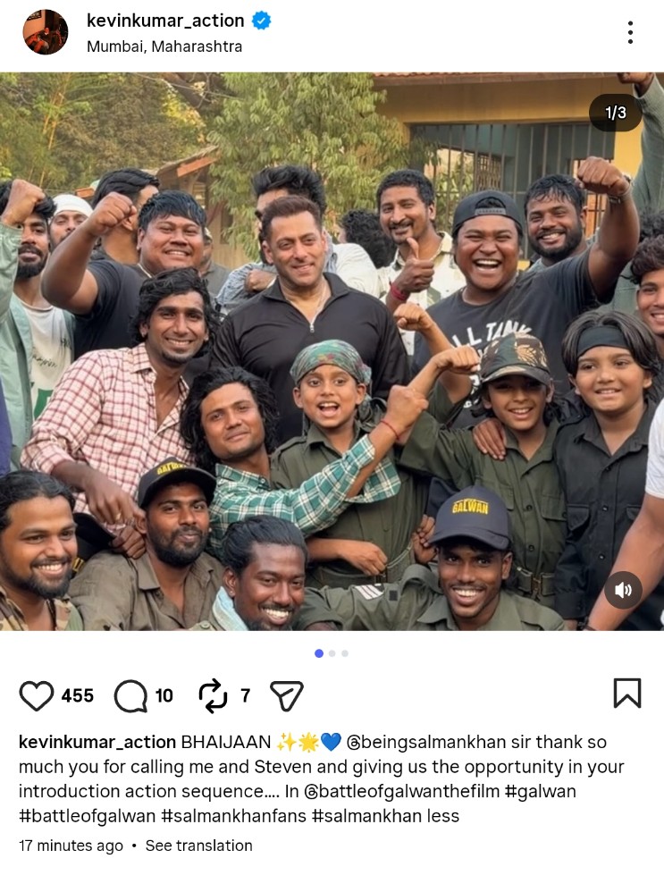 k1rco's tweet photo. Baap level introduction action scenes loading 
Action Director #kevinkumar
On set of #BattleOfGalwan https://t.co/kMutExuGPj