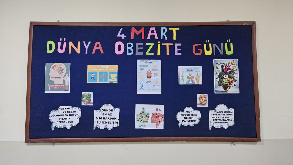 manisamemsaglik's tweet photo. 🥦4 MART DÜNYA OBEZİTE GÜNÜ ETKİNLİKLERİ 💪🏻
Alaşehir Şehit Efkan MTAL obeziteye farkındalık oluşturmak amacıyla 11. sınıf öğrencileri tarafından pano düzenlendi.
#obezite #4mart #okulumdasağlıklıbesleniyorum
@tcmeb @Yusuf_Tekin @meb_dhgm @omurfatih @mebisgb @ozkan_meb https://t.co/woCLYWxEQD