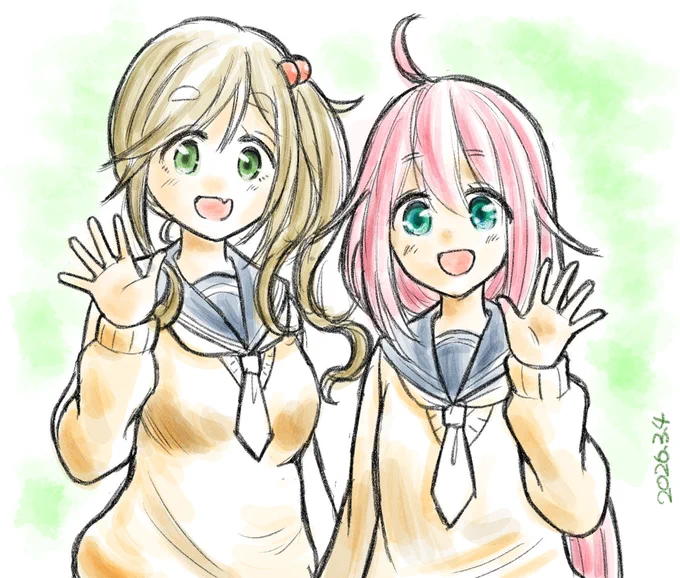 #各務原なでしこ生誕祭2026 #犬山あおい生誕祭2026 #ゆるキャン なでしことイヌ子の身長差って10cmあるのね。最初同じ高さにしててヤバかった。アブネー。