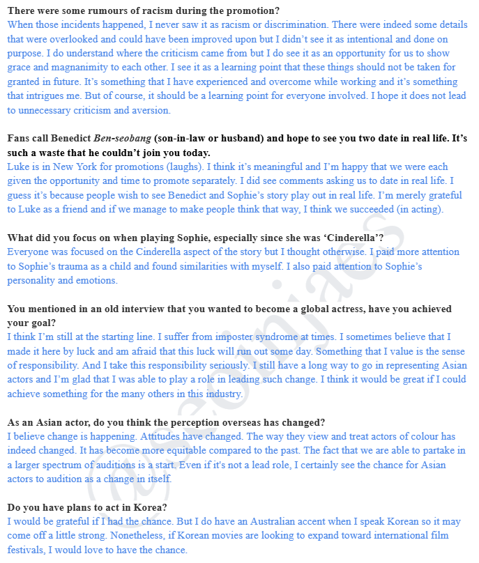 seoinjaes's tweet photo. [ENG] Translation of Yerin's interview in Korea for Bridgerton 🌻🩵

"I think I’m still at the starting line. I suffer from imposter syndrome at times. I sometimes believe that I made it here by luck and am afraid that this luck will run out some day."

#HaYerin #하예린 https://t.co/g9n7DSUn7q