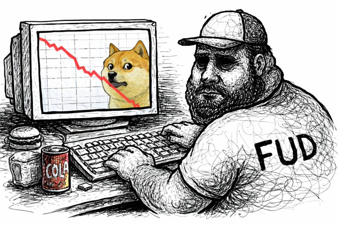FUDmemecoin's tweet photo. Dogecoin started as a joke because the market was unbearable.  
This exists for the same reason 🫠
Dev is fat.  
IQ ≈ 12.  
Lies for fun   

#FUD #SOLANA #SOL #MEME #PUMP #PumpFunLaunch https://t.co/nA7STrURXc