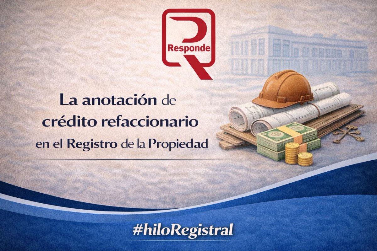 Registrador_R's tweet photo. Buenos días a todos.

A raíz de una consulta que nos realizaron, hoy vamos a intentar explicar una cuestión bastante desconocida pero que cada vez se ve más:

La anotación de crédito refaccionario en el #RegistroDeLaPropiedad

#hiloRegistral https://t.co/dV8T6VXqQx