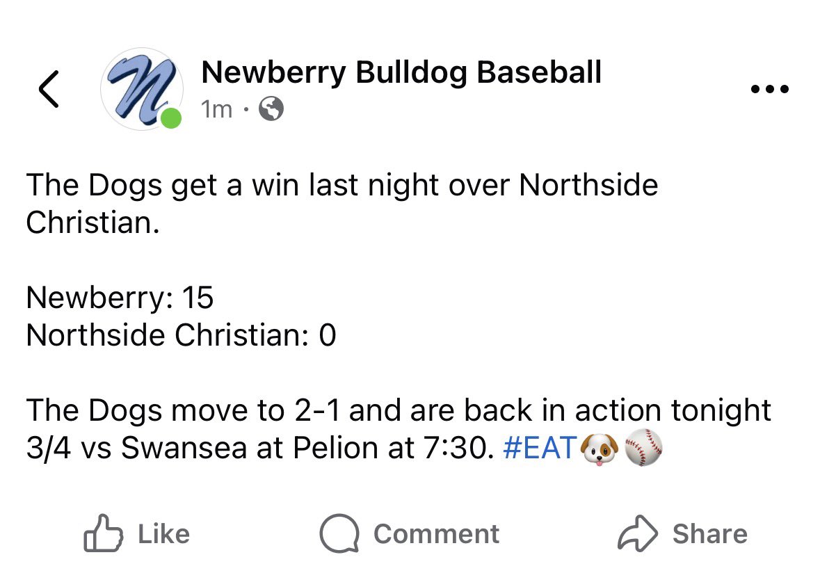 Newberry Baseball tweet media