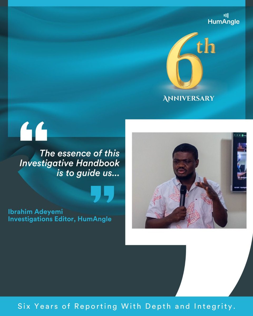 HumAngle_'s tweet photo. HumAngle has developed an internal investigative handbook that not only adds depth to our reports but also provides clarity and insights, and sets standards.
Our investigations editor speaks on why it is an indispensable tool.
#HumAngleAt6 https://t.co/zUixyxBjIZ