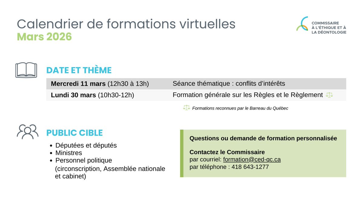 Commissaire à l'éthique et à la déontologie tweet media